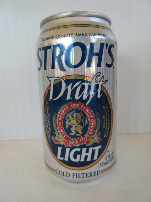 Stroh's Draft Light - contoured/paneled can
